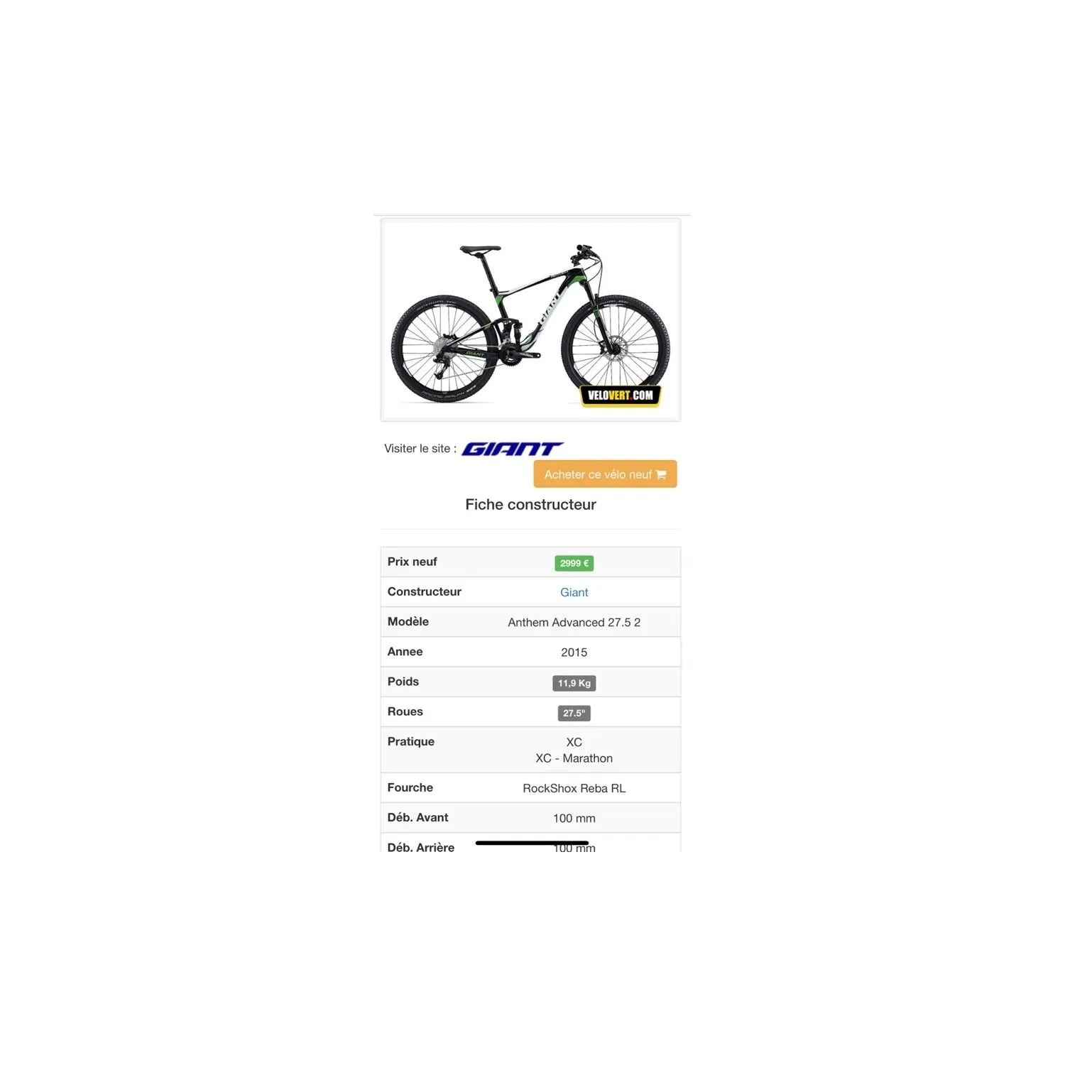 VTT Tout Suspendus Giant Anthem Advanced 2 - M - 27.5'' – Image 4